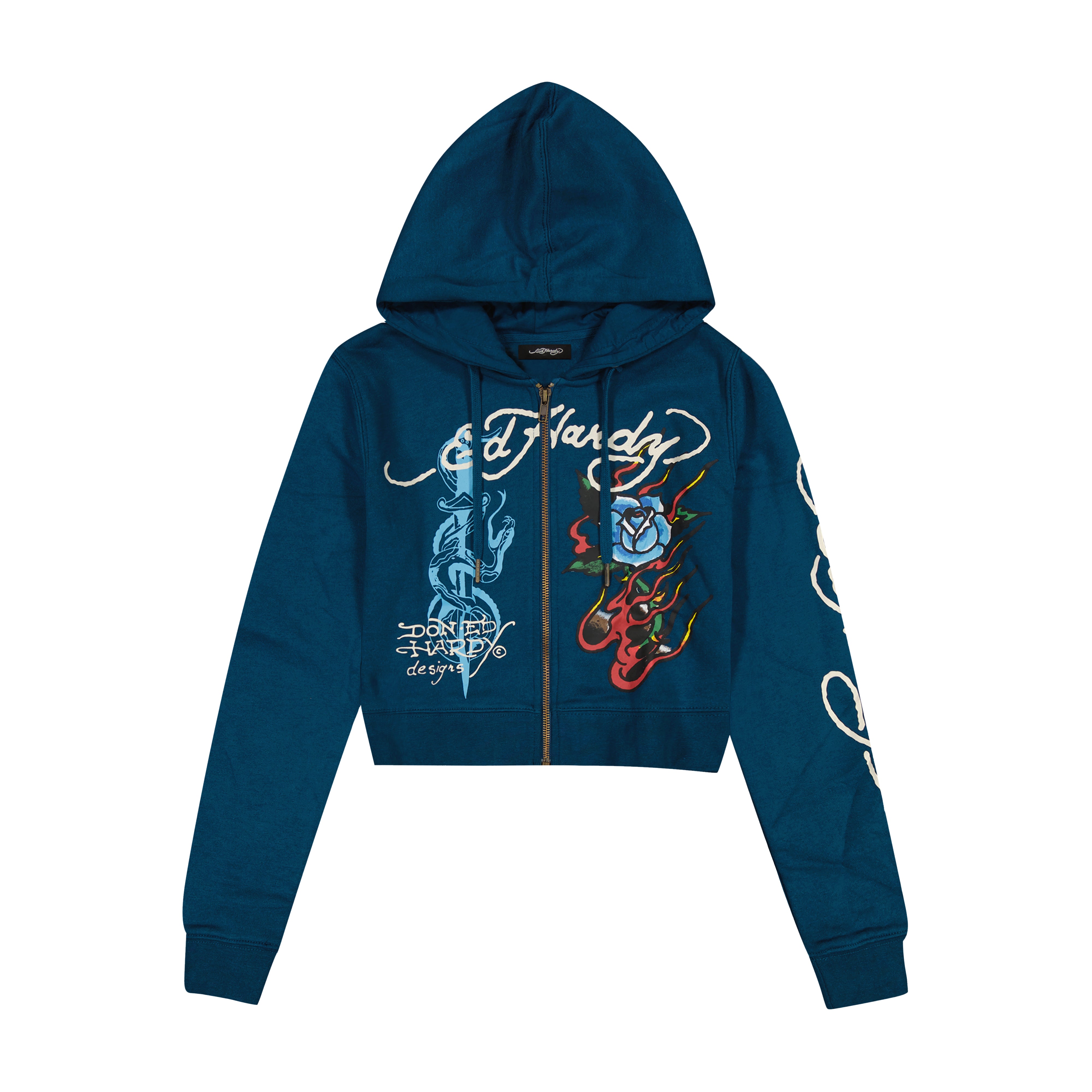 Flame Rose Zip Front Hoodie